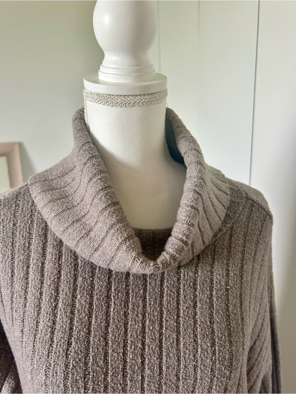 Abercrombie & Fitch Taupe Ribbed Turtleneck Sweater Dress - Picture 3 of 6